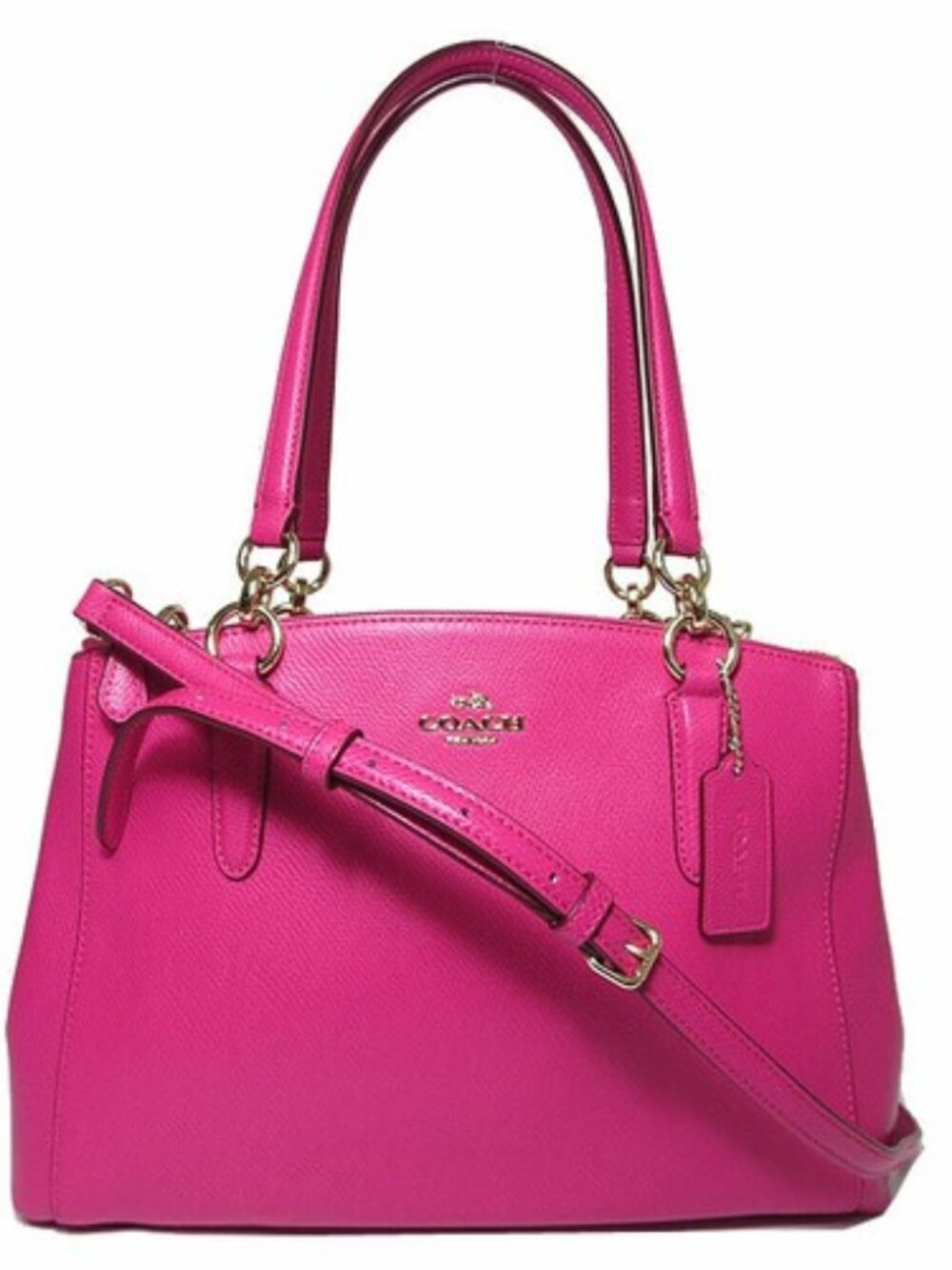 NWT Coach SM Christie Crossgrain Leather Carryall 36637 IM/Pink Ruby